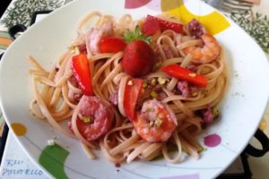 Fam Gentile 17apr16 Linguine con mazzancolle e fragole (2)b